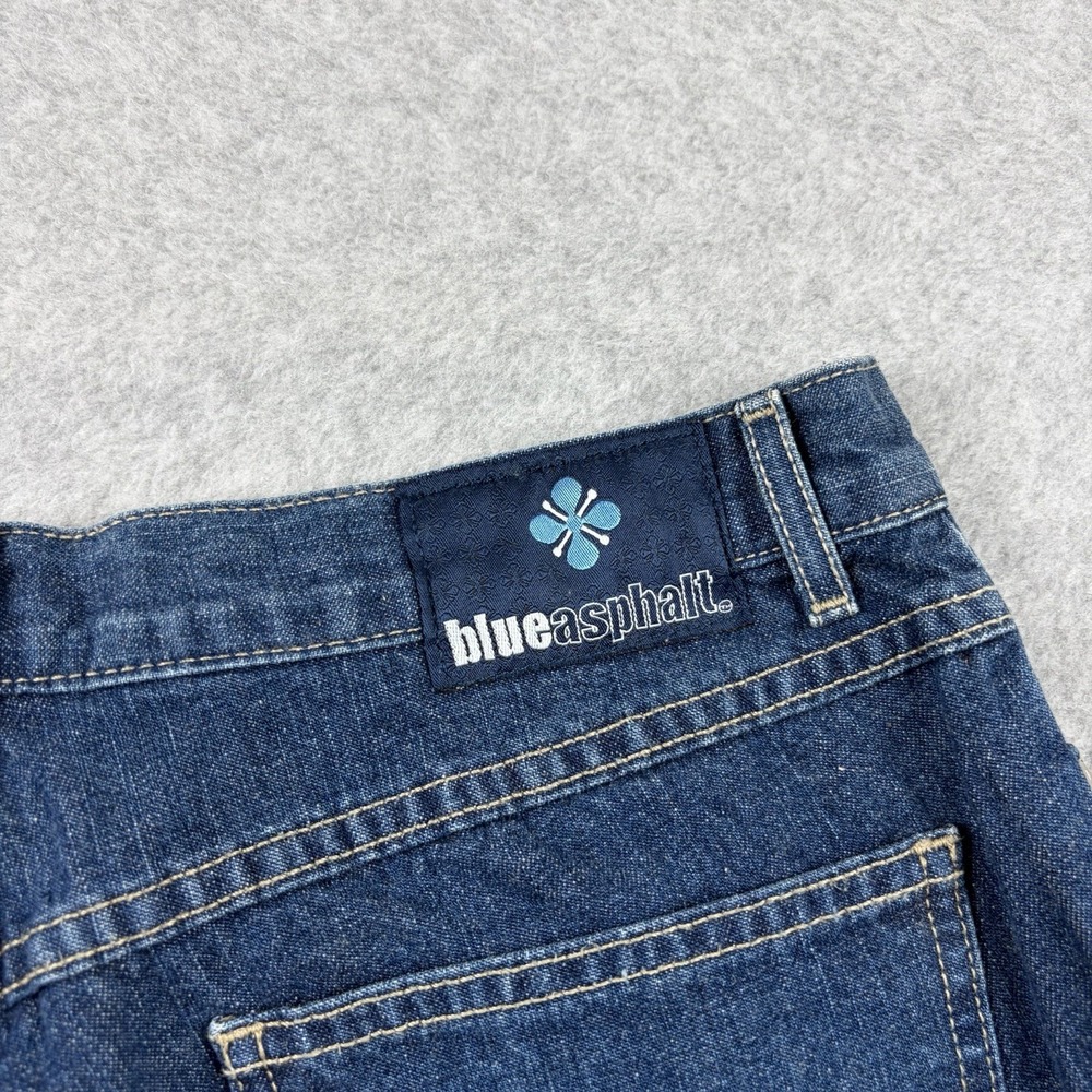 Blue Asphalt Shorts Womens 7 Dark Blue Denim‎ Low Rise Mini Y2K Beach Booty 2" - Picture 5 of 8